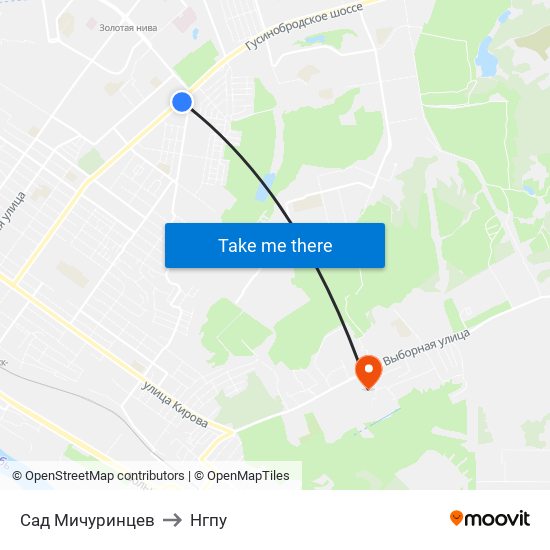 Сад Мичуринцев to Нгпу map