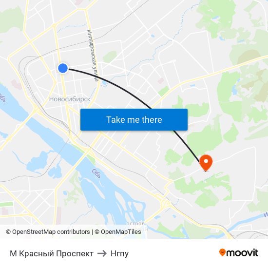М Красный Проспект to Нгпу map