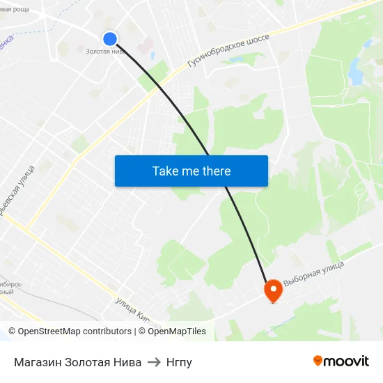 Магазин Золотая Нива to Нгпу map