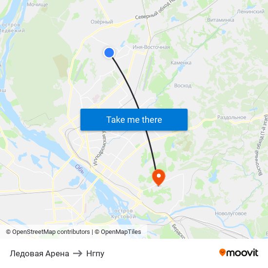 Ледовая Арена to Нгпу map