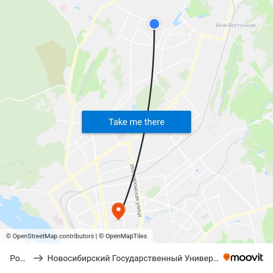 Родники to Новосибирский Государственный Университет Экономики И Управления map