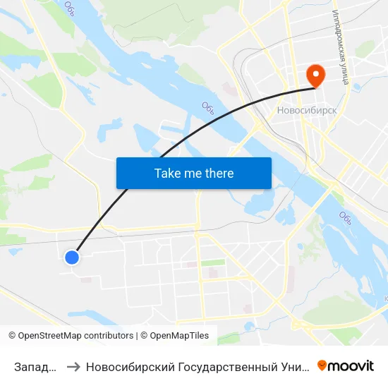 Западный Ж/М to Новосибирский Государственный Университет Экономики И Управления map