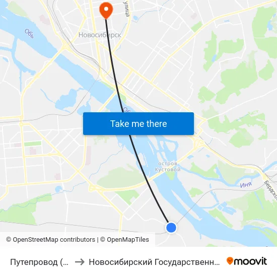 Путепровод (Комсомольская Ул.) to Новосибирский Государственный Университет Экономики И Управления map