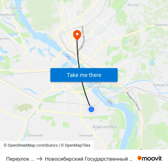 Переулок 2-Й Бронный to Новосибирский Государственный Университет Экономики И Управления map