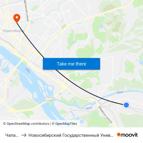 Чапаева Ул. to Новосибирский Государственный Университет Экономики И Управления map
