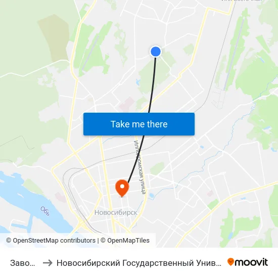 Завод Север to Новосибирский Государственный Университет Экономики И Управления map