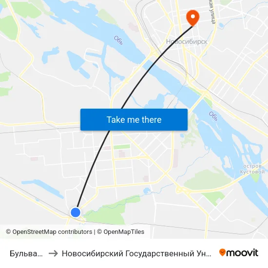 Бульвар Победы to Новосибирский Государственный Университет Экономики И Управления map