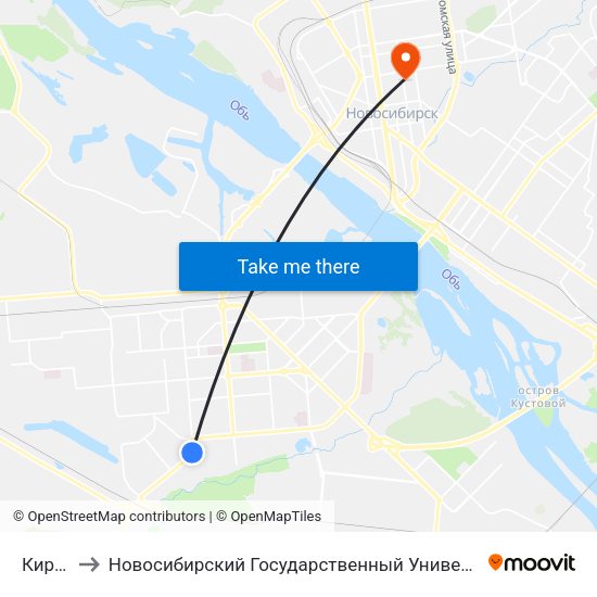 Кирзавод to Новосибирский Государственный Университет Экономики И Управления map