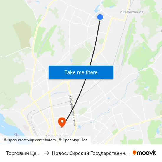 Торговый Центр (Рассветная Ул.) to Новосибирский Государственный Университет Экономики И Управления map