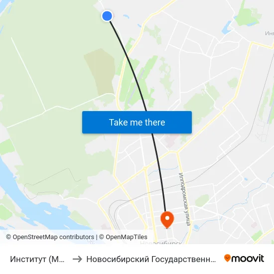 Институт (Мочищенское Шоссе) to Новосибирский Государственный Университет Экономики И Управления map