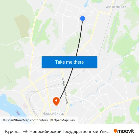 Курчатова Ул. to Новосибирский Государственный Университет Экономики И Управления map