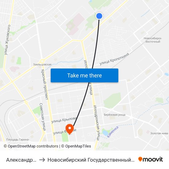 Александра Невского Ул. to Новосибирский Государственный Университет Экономики И Управления map