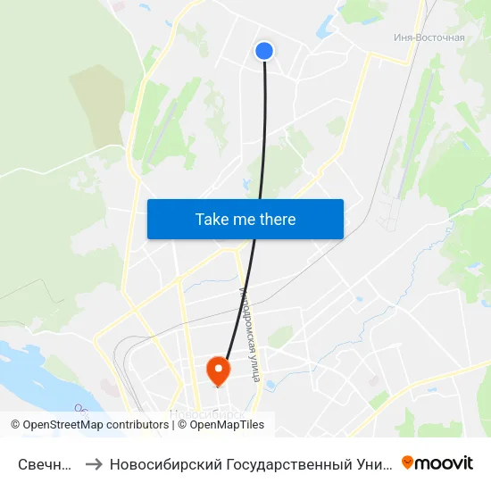 Свечникова Ул. to Новосибирский Государственный Университет Экономики И Управления map