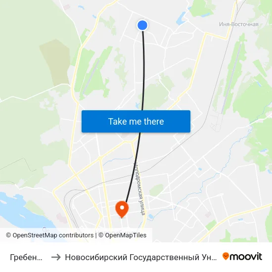Гребенщикова Ул. to Новосибирский Государственный Университет Экономики И Управления map