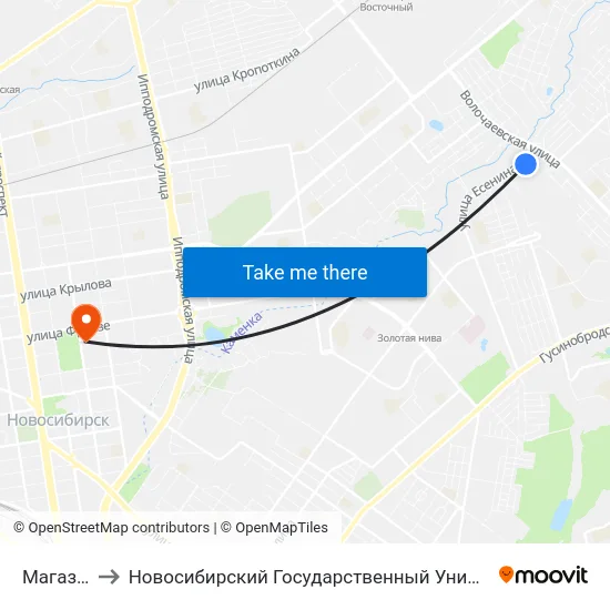 Магазин №27 to Новосибирский Государственный Университет Экономики И Управления map