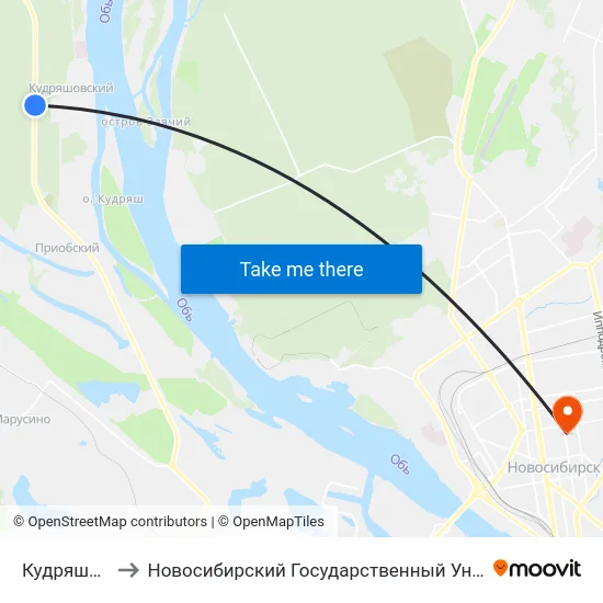 Кудряшовский Бор to Новосибирский Государственный Университет Экономики И Управления map