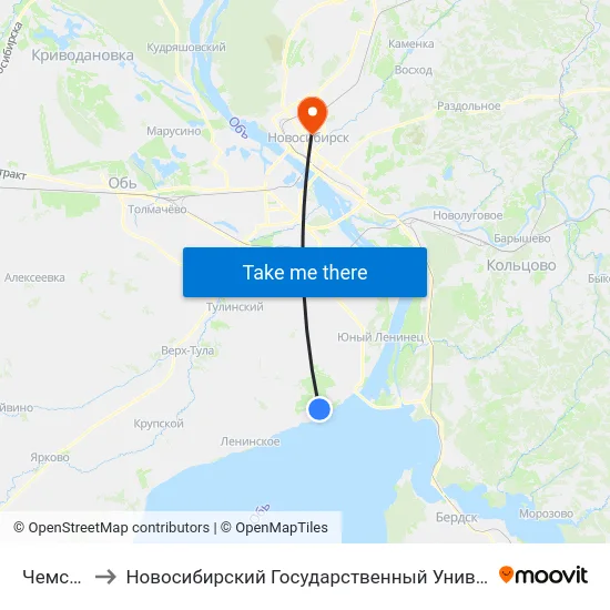 Чемской Бор to Новосибирский Государственный Университет Экономики И Управления map