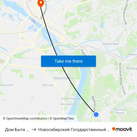 Дом Быта (Героев Труда) to Новосибирский Государственный Университет Экономики И Управления map
