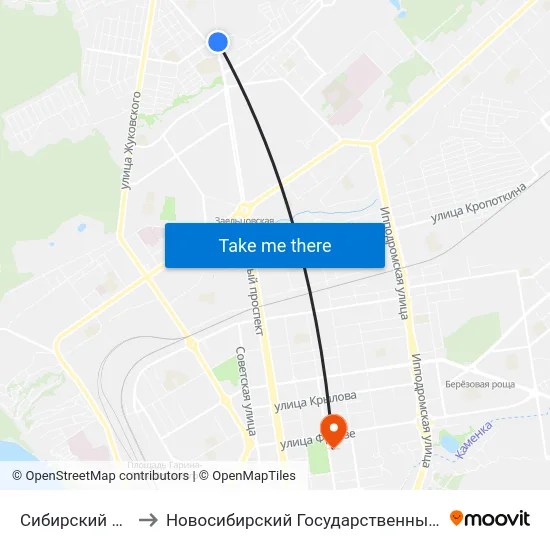 Сибирский Кадетский Корпус to Новосибирский Государственный Университет Экономики И Управления map