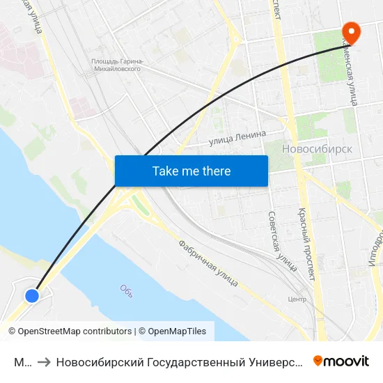 Мост to Новосибирский Государственный Университет Экономики И Управления map