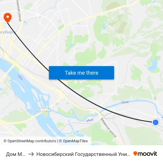 Дом Молодежи to Новосибирский Государственный Университет Экономики И Управления map