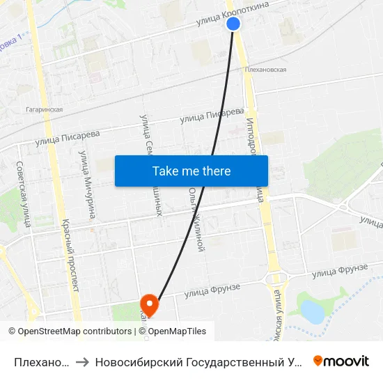 Плехановский Ж/М to Новосибирский Государственный Университет Экономики И Управления map