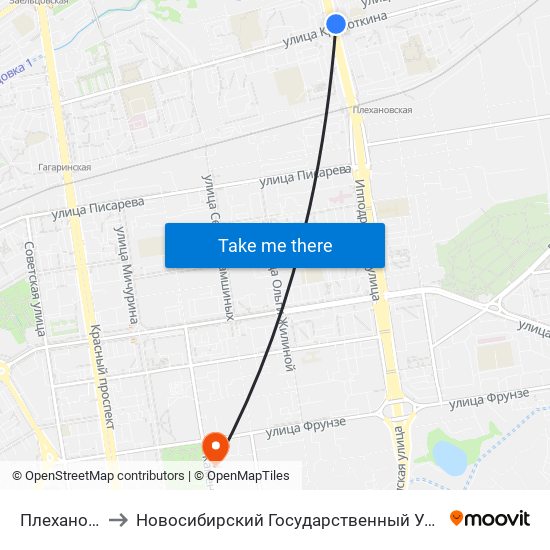 Плехановский Ж/М to Новосибирский Государственный Университет Экономики И Управления map