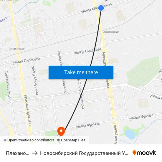 Плехановский Ж/М to Новосибирский Государственный Университет Экономики И Управления map