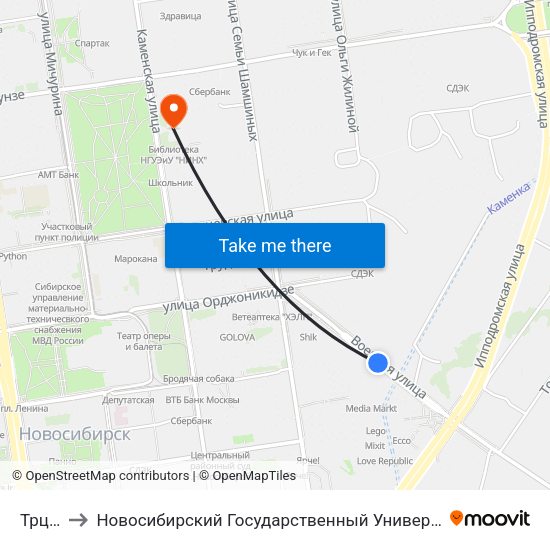 Трц Аура to Новосибирский Государственный Университет Экономики И Управления map