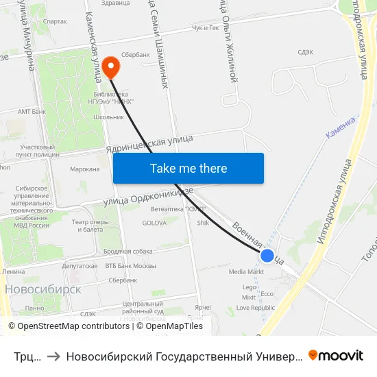 Трц Аура to Новосибирский Государственный Университет Экономики И Управления map