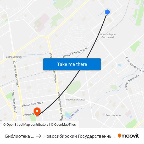 Библиотека (Учительская Ул.) to Новосибирский Государственный Университет Экономики И Управления map