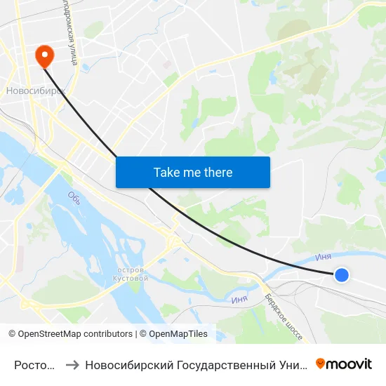 Ростовская Ул. to Новосибирский Государственный Университет Экономики И Управления map