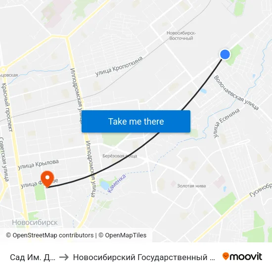 Сад Им. Дзержинского to Новосибирский Государственный Университет Экономики И Управления map