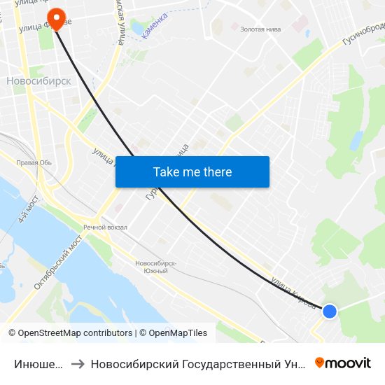 Инюшенский Бор to Новосибирский Государственный Университет Экономики И Управления map