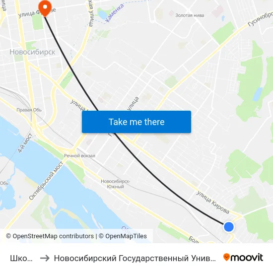 Школа №38 to Новосибирский Государственный Университет Экономики И Управления map
