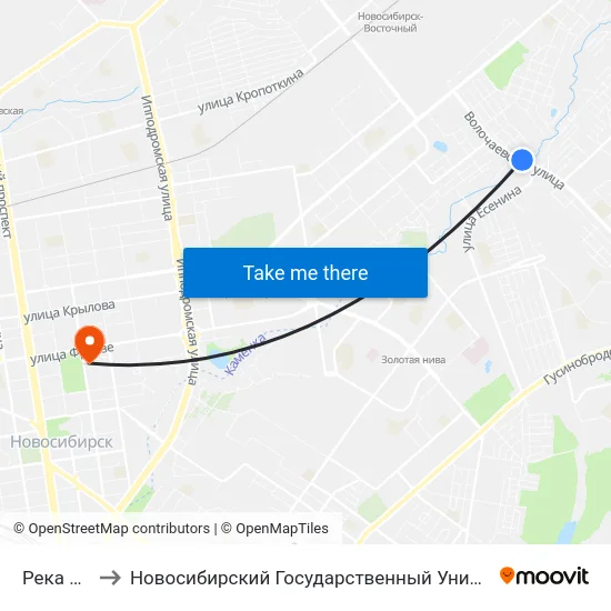Река Каменка to Новосибирский Государственный Университет Экономики И Управления map