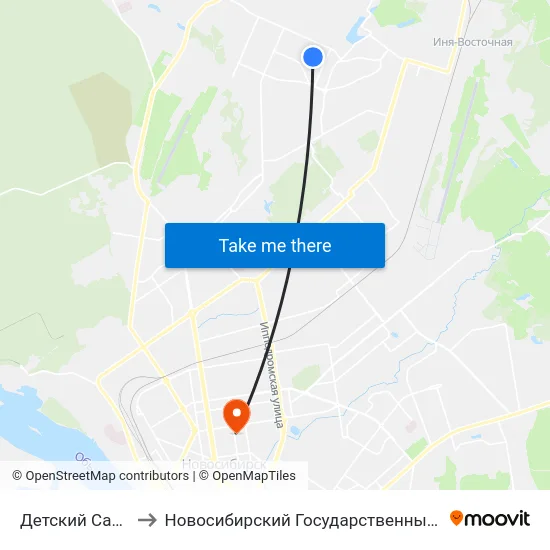 Детский Сад (Земнухова Ул.) to Новосибирский Государственный Университет Экономики И Управления map