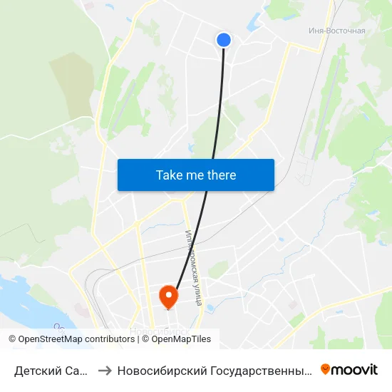 Детский Сад (Земнухова Ул.) to Новосибирский Государственный Университет Экономики И Управления map
