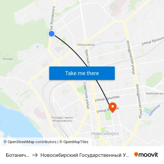 Ботанический Ж/М to Новосибирский Государственный Университет Экономики И Управления map