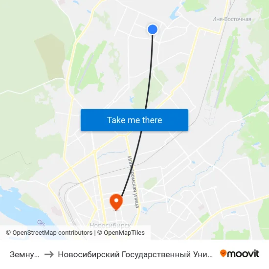 Земнухова Ул. to Новосибирский Государственный Университет Экономики И Управления map
