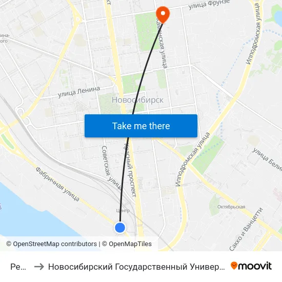 Речпорт to Новосибирский Государственный Университет Экономики И Управления map