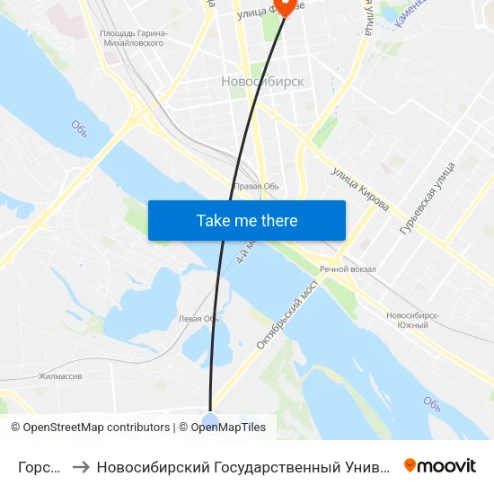 Горская Ул. to Новосибирский Государственный Университет Экономики И Управления map