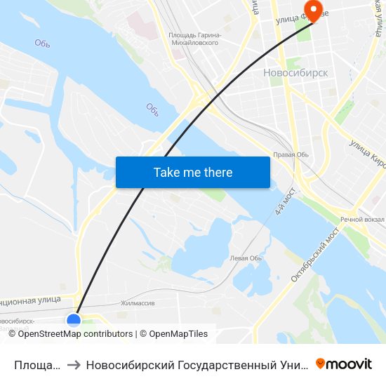 Площадь Труда to Новосибирский Государственный Университет Экономики И Управления map