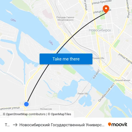 Тэц-2 to Новосибирский Государственный Университет Экономики И Управления map