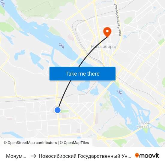 Монумент Славы to Новосибирский Государственный Университет Экономики И Управления map
