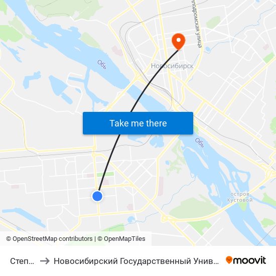 Степная Ул. to Новосибирский Государственный Университет Экономики И Управления map