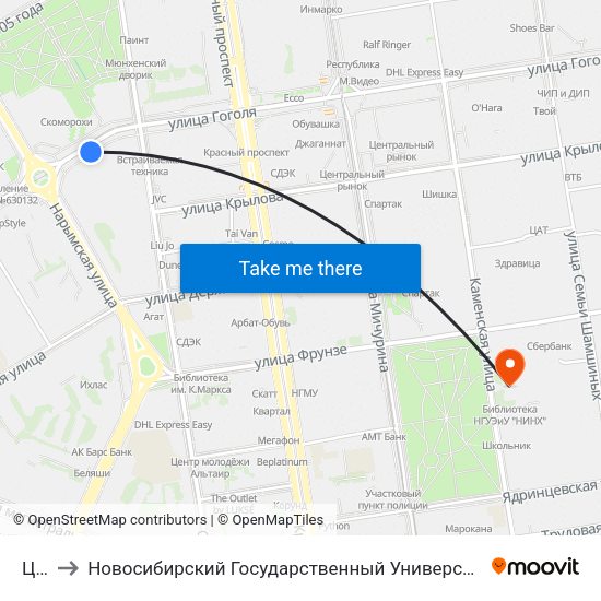Цирк to Новосибирский Государственный Университет Экономики И Управления map
