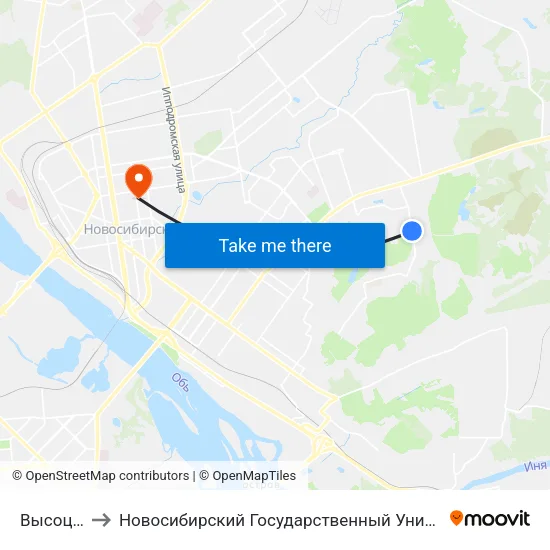 Высоцкого Ул. to Новосибирский Государственный Университет Экономики И Управления map