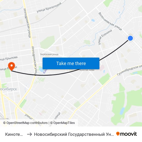 Кинотеатр Родина to Новосибирский Государственный Университет Экономики И Управления map