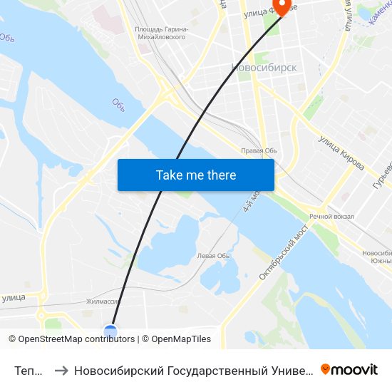 Тепличная to Новосибирский Государственный Университет Экономики И Управления map